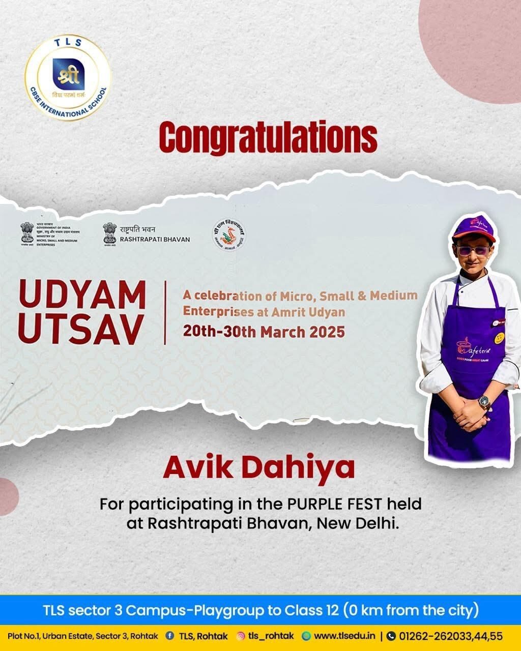 Proud Moment: Avik Dahiya Shines at Udyam Utsav, Rashtrapati Bhavan