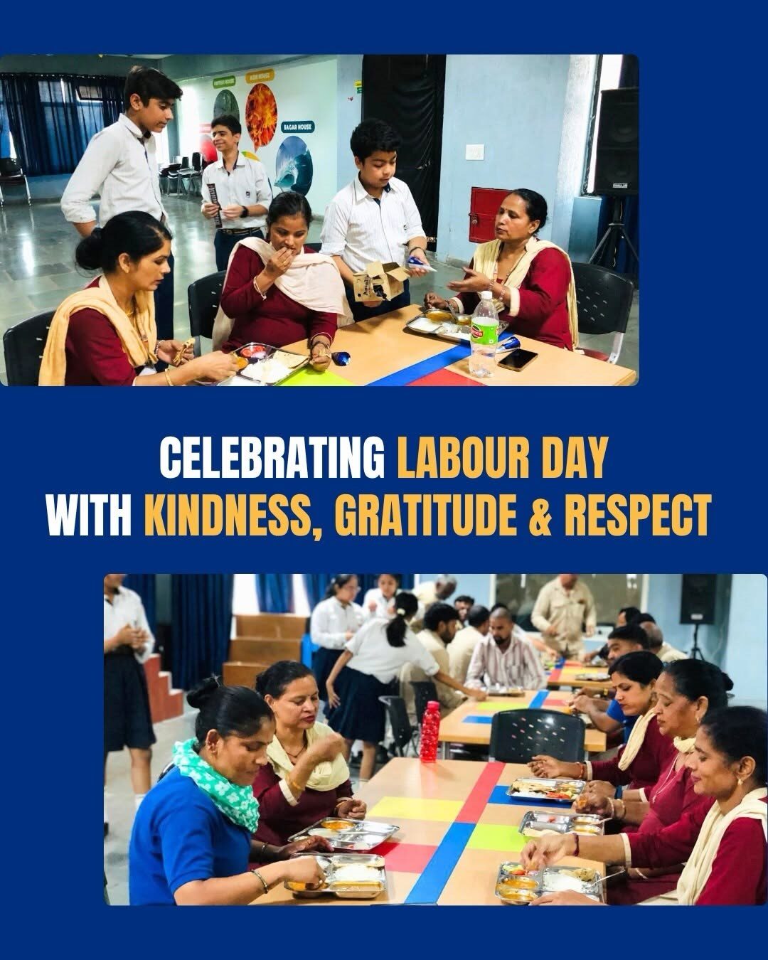 TLS Rohtak support staff being honoured at the school's Labour Day lunch