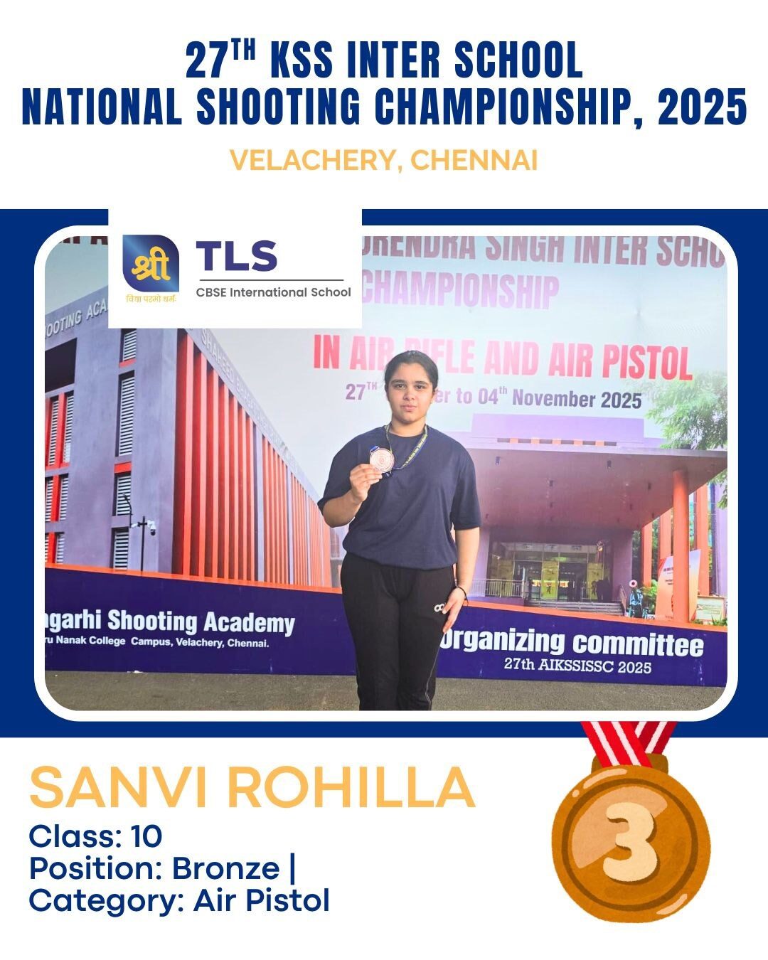 Bronze at the 27th KSS Nationals: TLS Rohtak's Sanvi Rohilla Shoots Her Way onto the Podium
