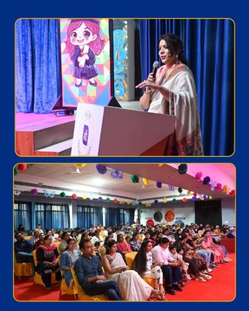 Address from the podium and parents in the audience during Shri Parampara at TLS Rohtak