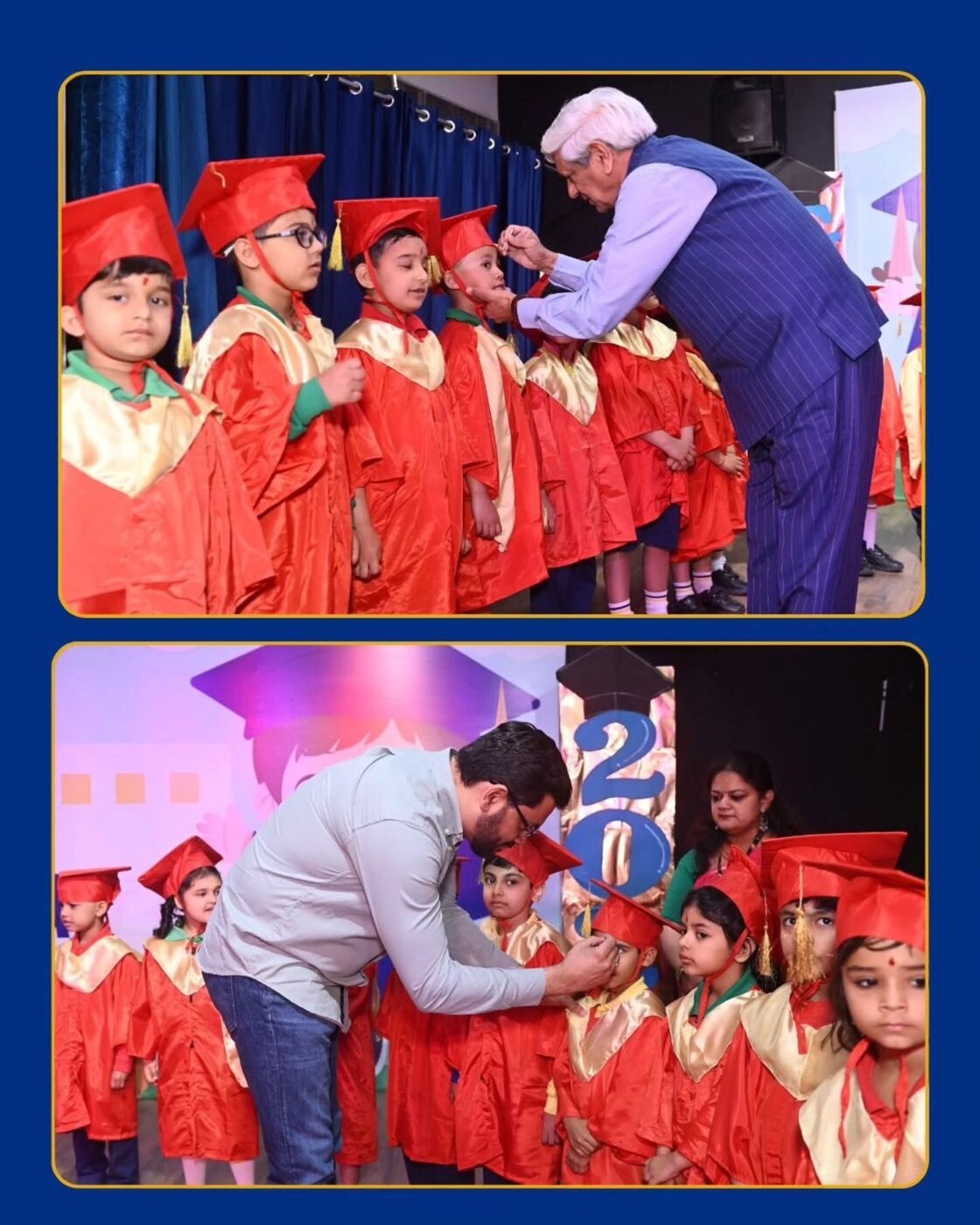 Form 1 students in graduation caps and gowns at TLS Rohtak's Shri Parampara ceremony
